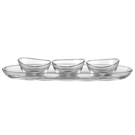 glass bowl set LAGOON set 300 70 ml glass  Ø 80 mm  L 300 mm  H 40 mm  H 23 mm  | 1 oval plate|3 bowls product photo