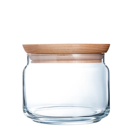 storage container PURE JAR WOOD glass 0.5 ltr with lid Ø 104 mm H 92 mm product photo