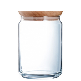 storage container PURE JAR WOOD glass 1 ltr with lid Ø 104 mm H 145 mm product photo