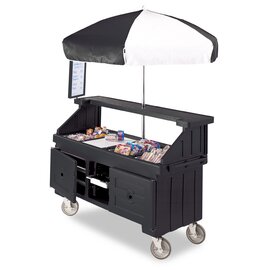 mobile shop CVC72 black with umbrella with 3-cavity 2 closed compartments | 1 open compartment product photo