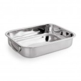 roasting pan|display tray  • stainless steel | 300 mm  x 220 mm  H 55 mm | 2 drop handles product photo