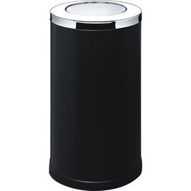 waste container 80 ltr steel stainless steel black swing lid Ø 380 mm  H 720 mm product photo