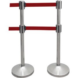 barrier post DUAL HIGHFLEX stainless steel webbing colour red  Ø 0.35 m  L 2 m  H 0.95 m product photo