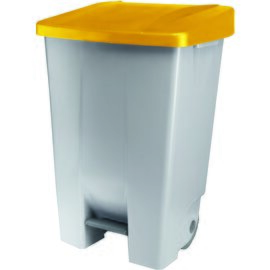 pedal bin plastic 80 ltr grey yellow product photo