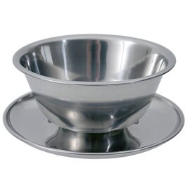serving cup 400 ml stainless steel round with fixed saucer Ø 125 mm Ø 140 mm H 60 mm product photo