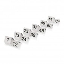table number sign set • numbers from 37 to 48 • printed on both sides • stainless steel L 50 mm x 50 mm H 45 mm product photo