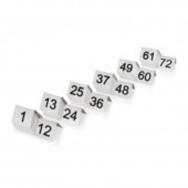 table number sign set • numbers from 61 to 72 • printed on both sides • stainless steel L 50 mm x 50 mm H 45 mm product photo