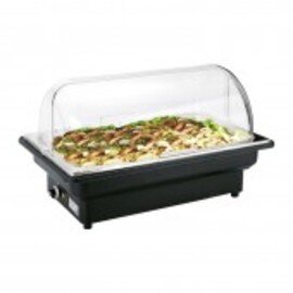 electric chafing dish roll top chafing dish transparent lid 230 volts 420-500 watts  L 560 mm  H 320 mm product photo