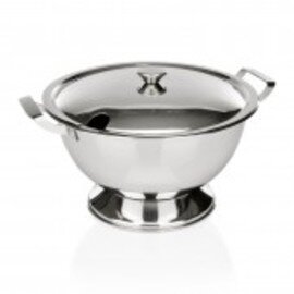 soup tureen with lid 1000 ml stainless steel round Ø 175 mm H 100 mm with handle product photo