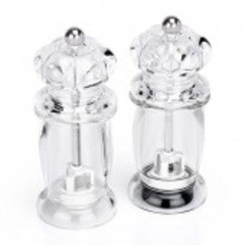 salt mill|pepper mill set acrylic transparent • grinder made of ceramics  H 140 mm product photo