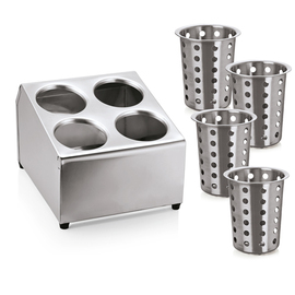 cutlery container perforated 4 compartments with quivers  Ø 100 mm  L 260 mm  H 210 mm product photo