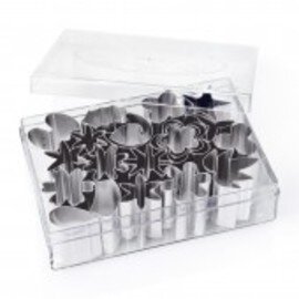 set of cookie cutters 20 pieces in a box  • Flower  • star  • cloverleaf  • different  • leaf  | stainless steel  H 40 mm product photo