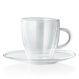 espresso cup ENJOY 8 cl transparent with saucer double-walled product photo
