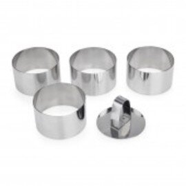 mousse ring set with 5 moulds|1 compressor stainless steel round Ø 75 mm  H 45 mm product photo