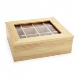 Clearance | tea box bright with lid 4 compartments 340 mm  B 205 mm product photo