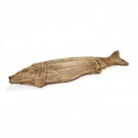 Clearance | salmon serving board wood fish relief oval  L 760 mm  x 220 mm  H 20 mm product photo