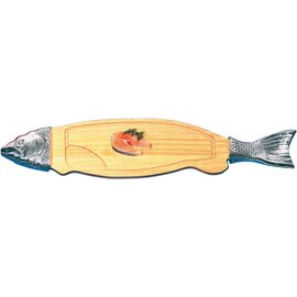 Salmon / fish board, wood, solid, decor application from cast aluminum, polished, 76 x 22 x 2 cm product photo