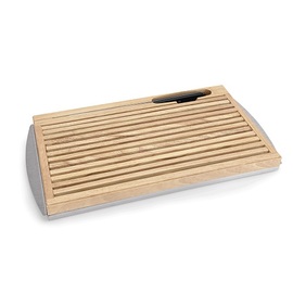 bread cutting board wood • with crumb tray|knife | 480 mm x 255 mm H 35 mm product photo