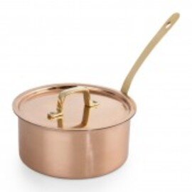 serving casserole 1.7 ltr stainless steel with lid  Ø 160 mm  H 80 mm  | long brass handle product photo