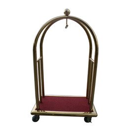 Luggage carrier &quot;ECO&quot;, titanium gold, carpet flooring red, 110 x 60 x H 185 cm, 2 steering wheels with fixing, pipe Ø 50 mm, wheel Ø 130 mm, weight 38 kg product photo