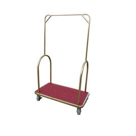 Luggage carrier &quot;ECO&quot;, titanium gold, carpet flooring red, 110 x 60 x H 180 cm, 2 steering wheels with fixing, pipe Ø 32 mm, wheel Ø 130 mm, weight 28 kg product photo