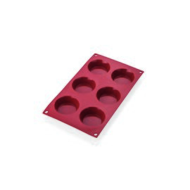 baking mould  • round | 6-cavity | mould size Ø 70 x 20 mm  L 300 mm  B 175 mm product photo
