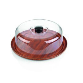 tray POLYSTYROL WOOD transparent brown wood colour with domed hood Ø 305 mm  H 105 mm product photo