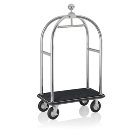 luggage trolley stainless steel black silver coloured | matt | wheel Ø 200 mm H 1910 mm product photo