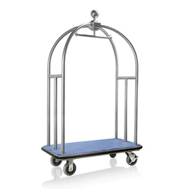 luggage trolley stainless steel blue silver coloured | matt | wheel Ø 150 mm H 1860 mm product photo