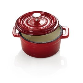 cocotte cast iron with lid white red  Ø 100 mm  H 50 mm  | cast-on handles product photo