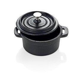 cocotte cast iron with lid black  Ø 100 mm  H 50 mm  | cast-on handles product photo