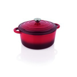 pot 2.6 ltr cast iron with lid red  Ø 220 mm  H 95 mm  | 2 handles product photo