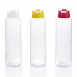 squeeze bottle 350 ml plastic transparent white screw cap|silicone valve Ø 55 mm H 190 mm product photo