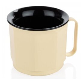 thermal mug 150 ml polypropylene brown beige with lid with feeding cup top Ø 75 mm  H 85 mm product photo