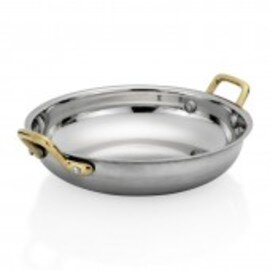 serving bowl stainless steel brass round Ø 280 mm H 45 mm with handle product photo