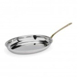 serving pan  • stainless steel  • brass | 250 mm  x 180 mm  H 35 mm | long handle product photo