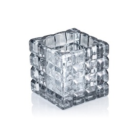 tea light holder Cube Smoke Grey glass 90 mm x 90 mm H 90 mm product photo