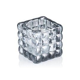 tea light holder Cube Smoke Grey glass 80 mm x 80 mm H 80 mm product photo