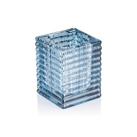 tea light holder Cube Steel Blue glass 75 mm x 75 mm H 95 mm product photo