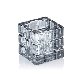 tea light holder Cube Smoke Grey glass 65 mm x 65 mm H 65 mm product photo