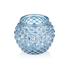 tea light holder Ball Steel Blue glass Ø 75 mm H 60 mm product photo