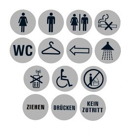 Information sign • wardrobe icon • clothes hanger • stainless steel round Ø 75 mm product photo