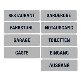 Information sign • EMERGENCY EXIT • stainless steel rectangular L 255 mm x 80 mm product photo