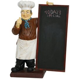 Main menu blackboard "Today' s Special" with wooden frame, held by a chef character, height approx. 110 cm, weight:15kg, country of origin: no origin confirmed product photo