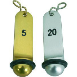 Keyring, aluminum with rubber ring, gold colored, 11 x 3 cm, with engraving, set 1-10 product photo