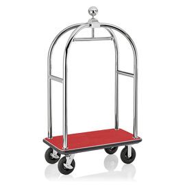 luggage trolley stainless steel red silver coloured | rounded shape | wheel Ø 200 mm H 1910 mm product photo