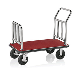 luggage trolley stainless steel red silver coloured | wheel Ø 150 mm H 980 mm product photo