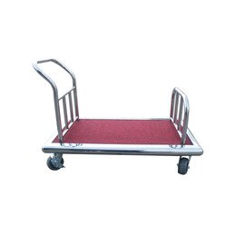 Luggage carrier &quot;ECO&quot;, stainless steel, carpet flooring red, 115 x 63 x H 82,5 cm product photo