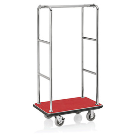 luggage trolley stainless steel red silver coloured | wheel Ø 150 mm H 1730 mm product photo
