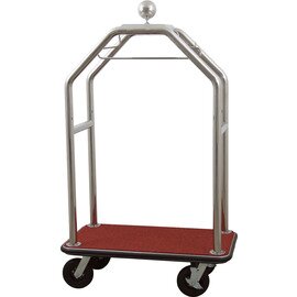 luggage trolley stainless steel red silver coloured | wheel Ø 200 mm  H 1900 mm product photo